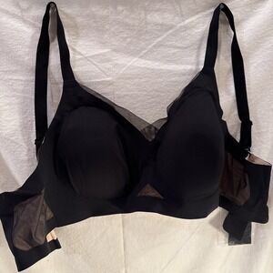 As Fairy Womens Bra Black Seamless Wireless Soft Support Lace Bra 2XL Pretty